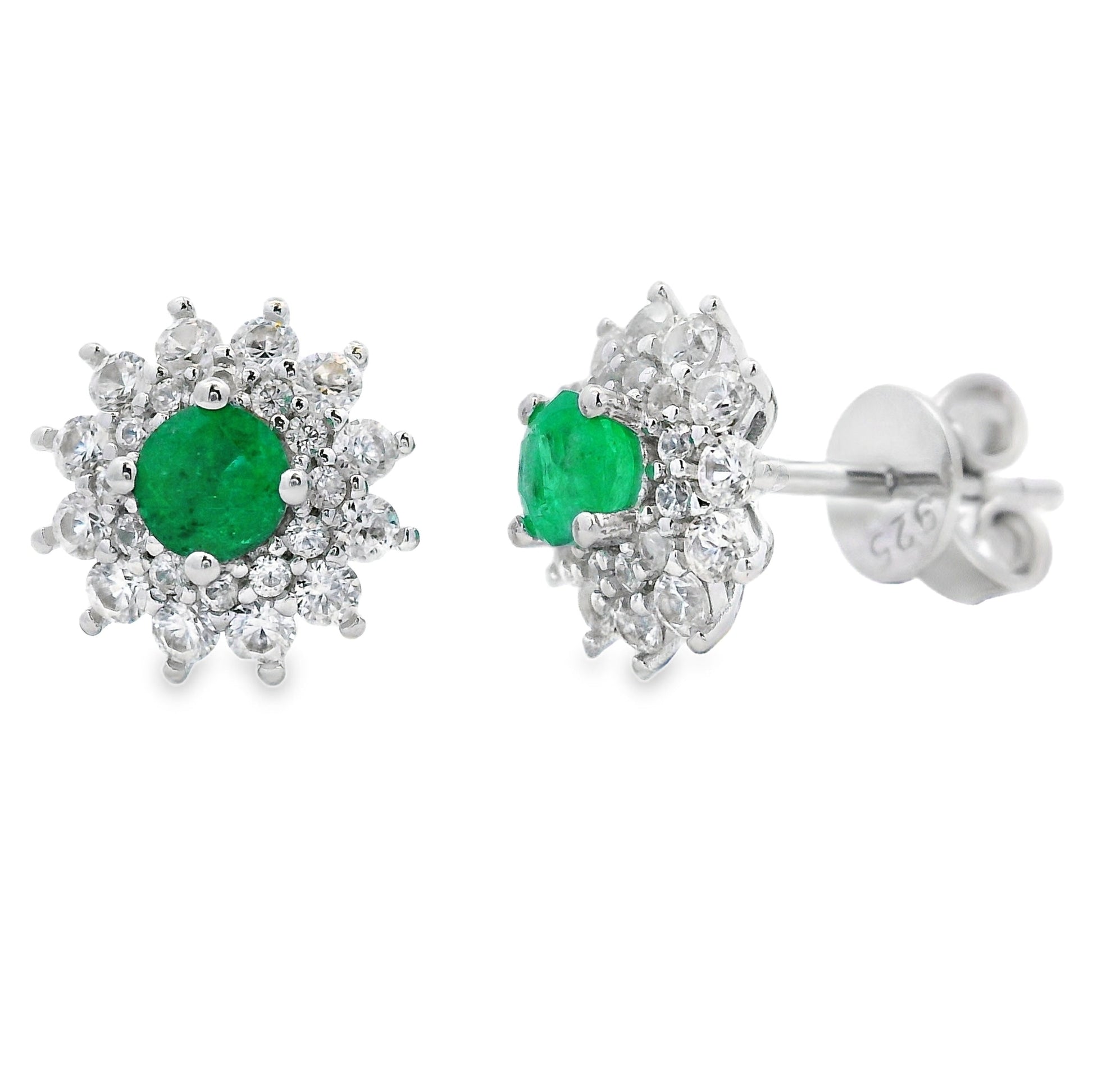 1.19ct Emerald Zircon Stud Earrings Sterling Silver Bids.com