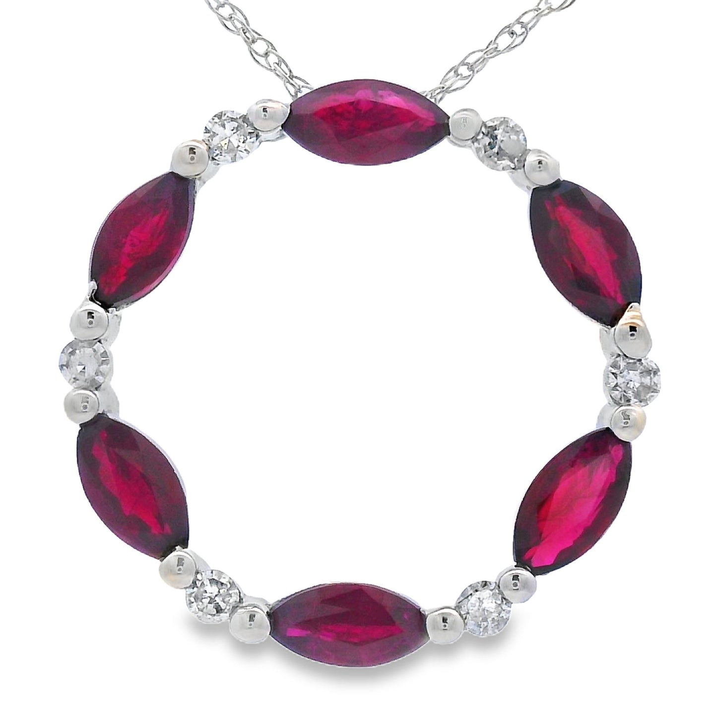 Ruby Diamond Circle of Love Pendant 10KT White Gold Bids.com