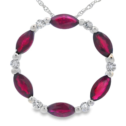 Ruby Diamond Circle of Love Pendant 10KT White Gold Bids.com
