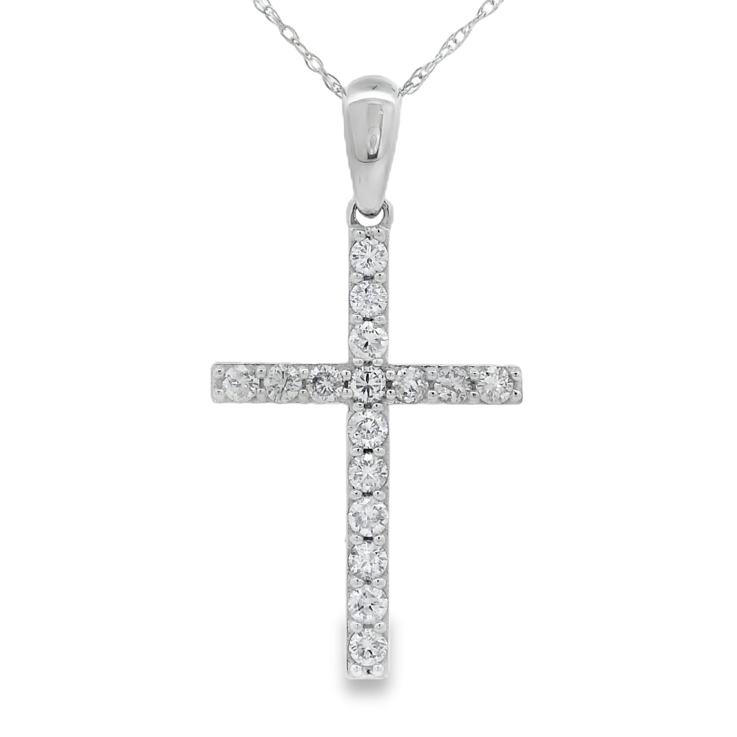 .45ct Diamond Cross Religious Pendant 14KT White Gold Bids.com
