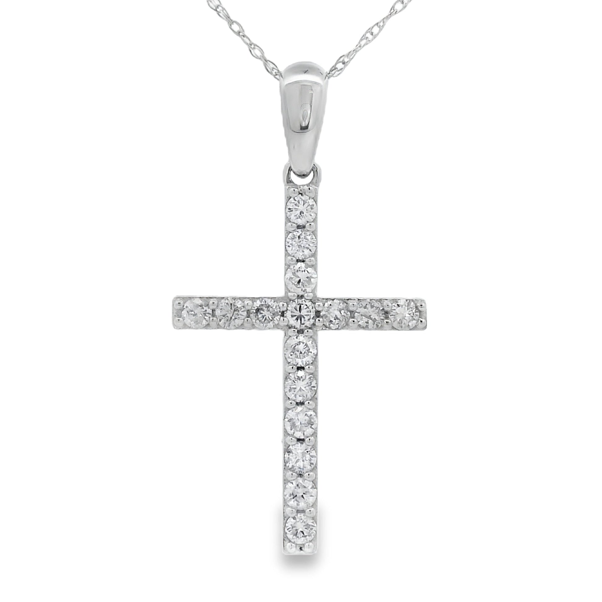.45ct Diamond Cross Religious Pendant 14KT White Gold Bids.com