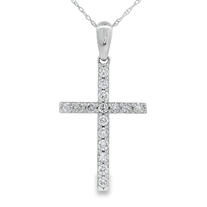 .45ct Diamond Cross Religious Pendant 14KT White Gold Bids.com