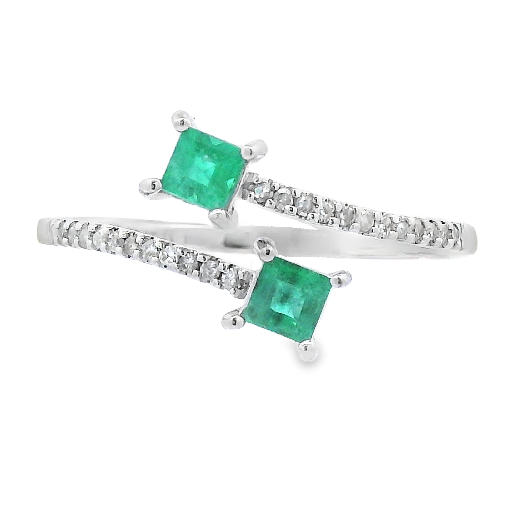 Natural .47ct Emerald Diamond Ring 14KT White Gold Bids.com