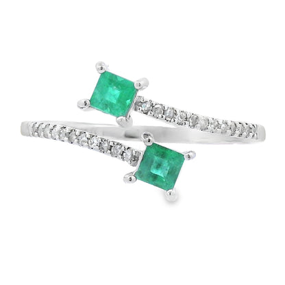 Natural .47ct Emerald Diamond Ring 14KT White Gold Bids.com