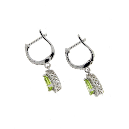 .88ct Peridot Diamond Dangle Earrings 14KT White Gold Bids.com