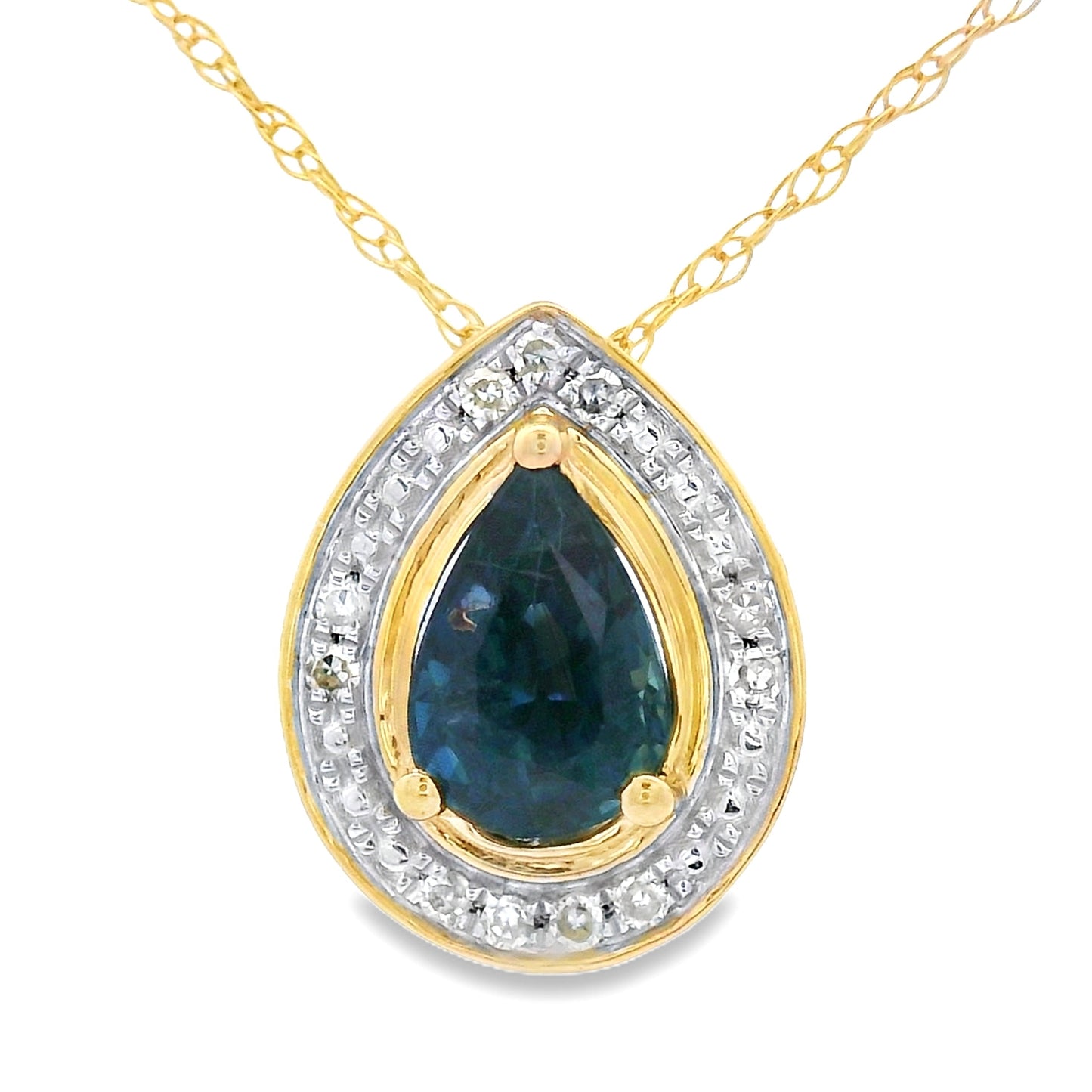 Sapphire Diamond Fashion Pendants 10KT Yellow Gold Bids.com