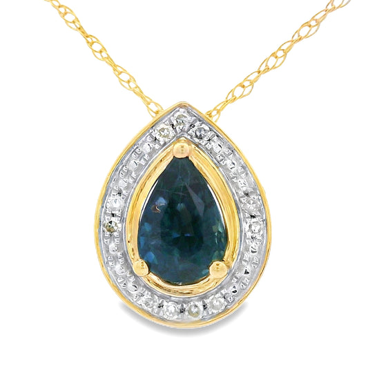 Sapphire Diamond Fashion Pendants 10KT Yellow Gold Bids.com