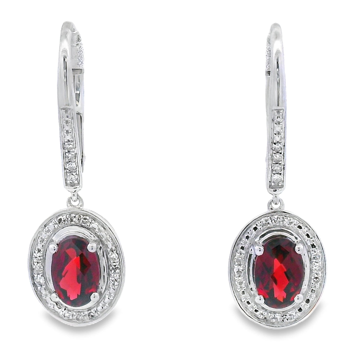 1.41ct Garnet Diamond Dangle Earrings 10KT White Gold Bids.com