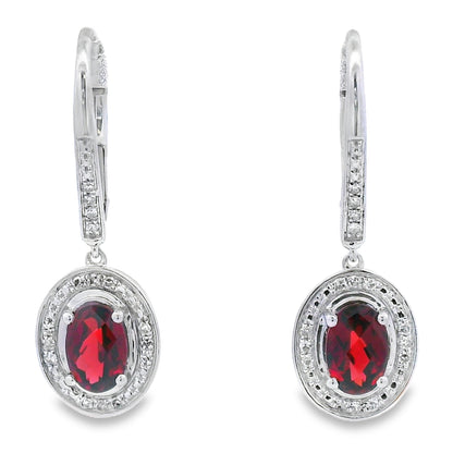1.41ct Garnet Diamond Dangle Earrings 10KT White Gold Bids.com
