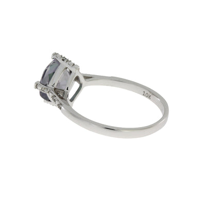 1.25ct Mystic Fire Topaz Diamond Ring 10KT White Gold Bids.com