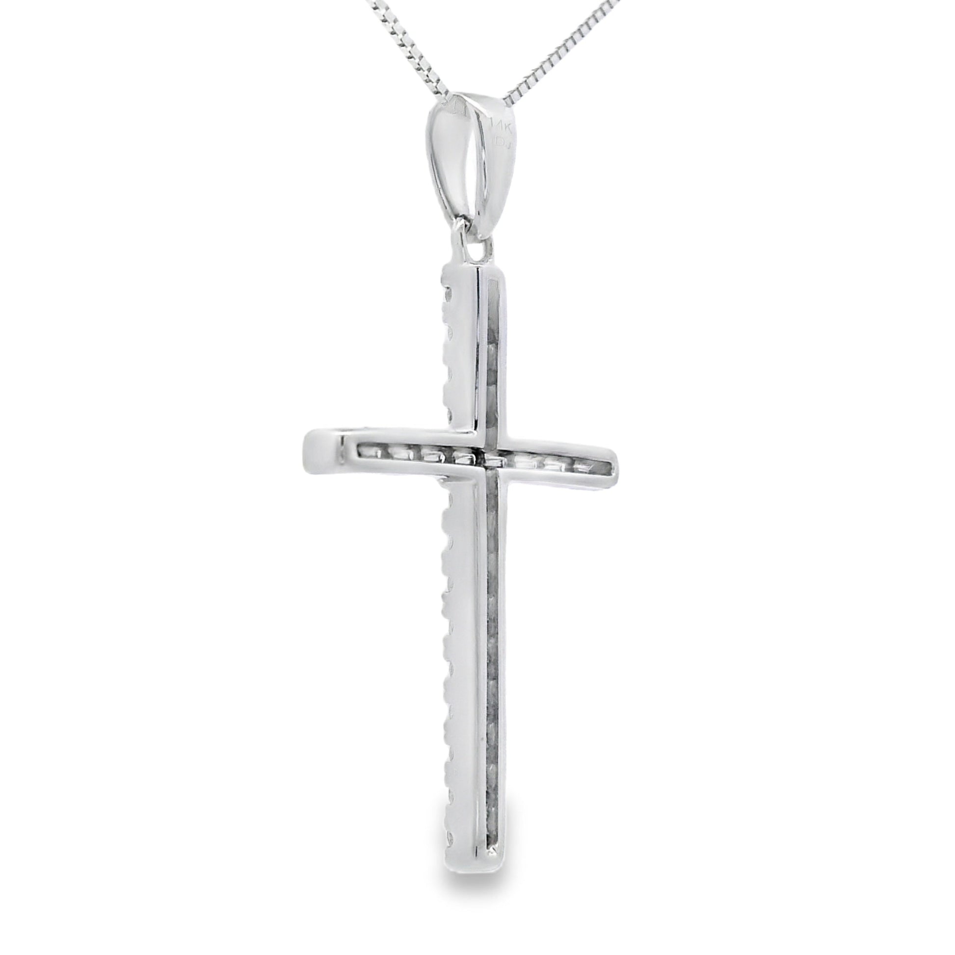 .21ct Diamond Cross Religious Pendant 14KT White Gold Bids.com