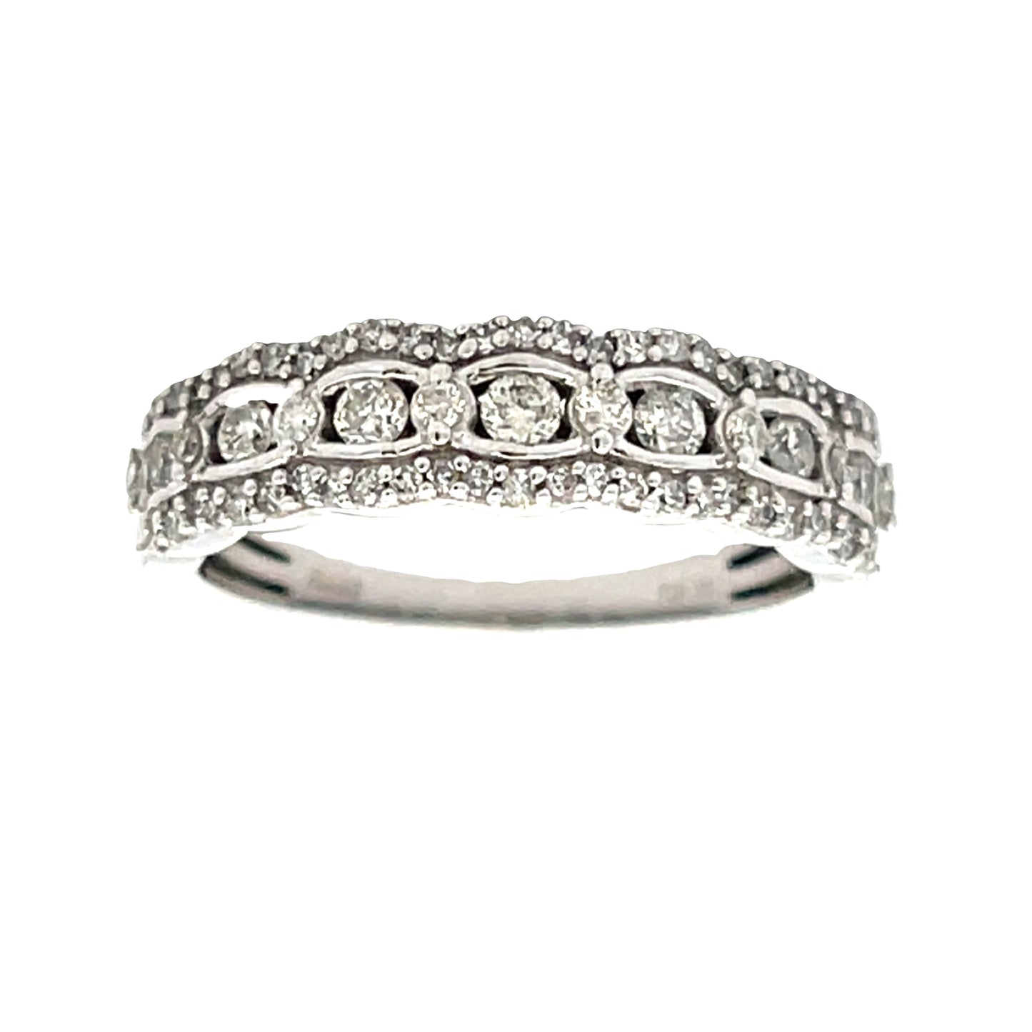 Natural .50ct Diamond Wedding Band Ring 14KT White Gold Bids.com