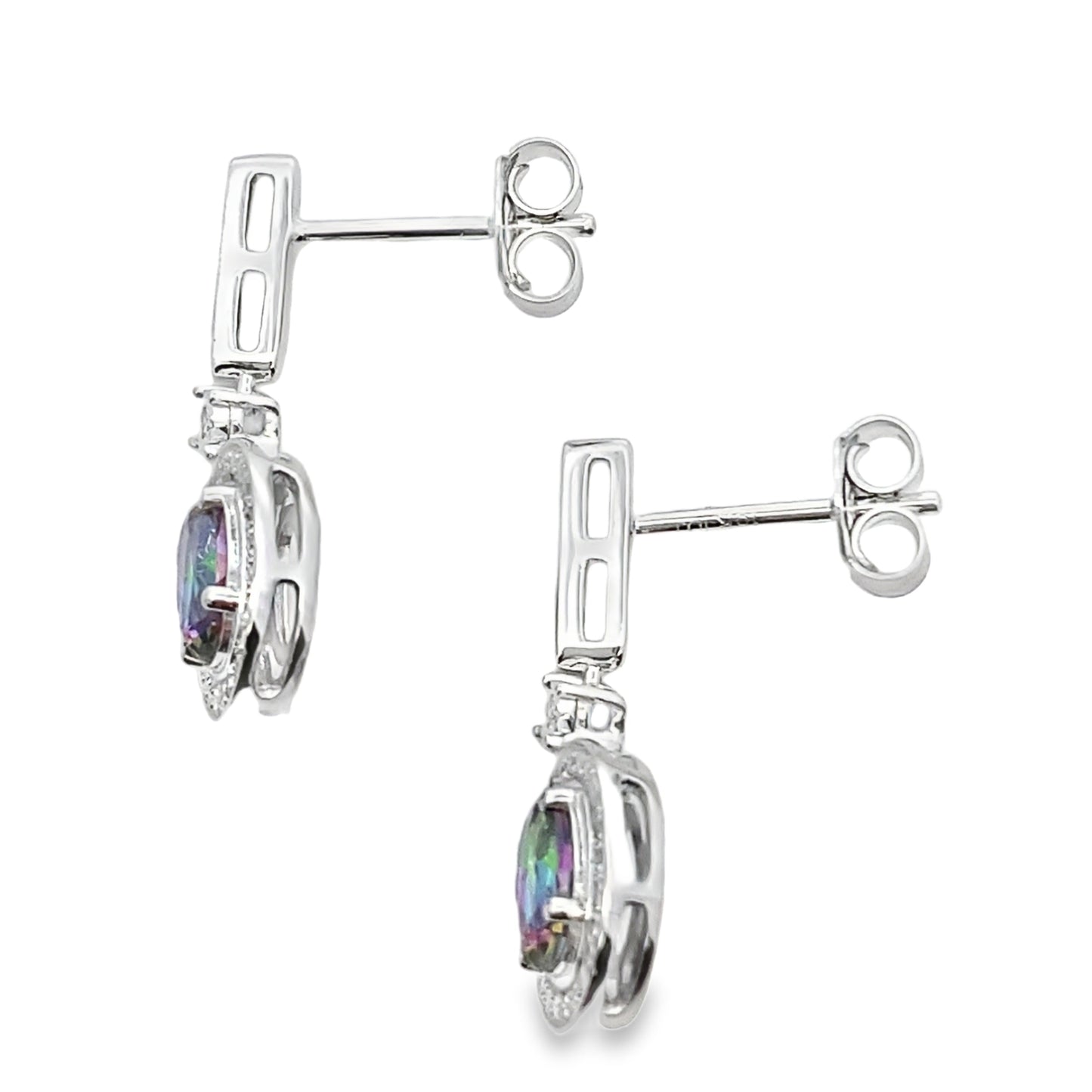 Mystic Fire Topaz Dangle Earrings 10KT White Gold Bids.com