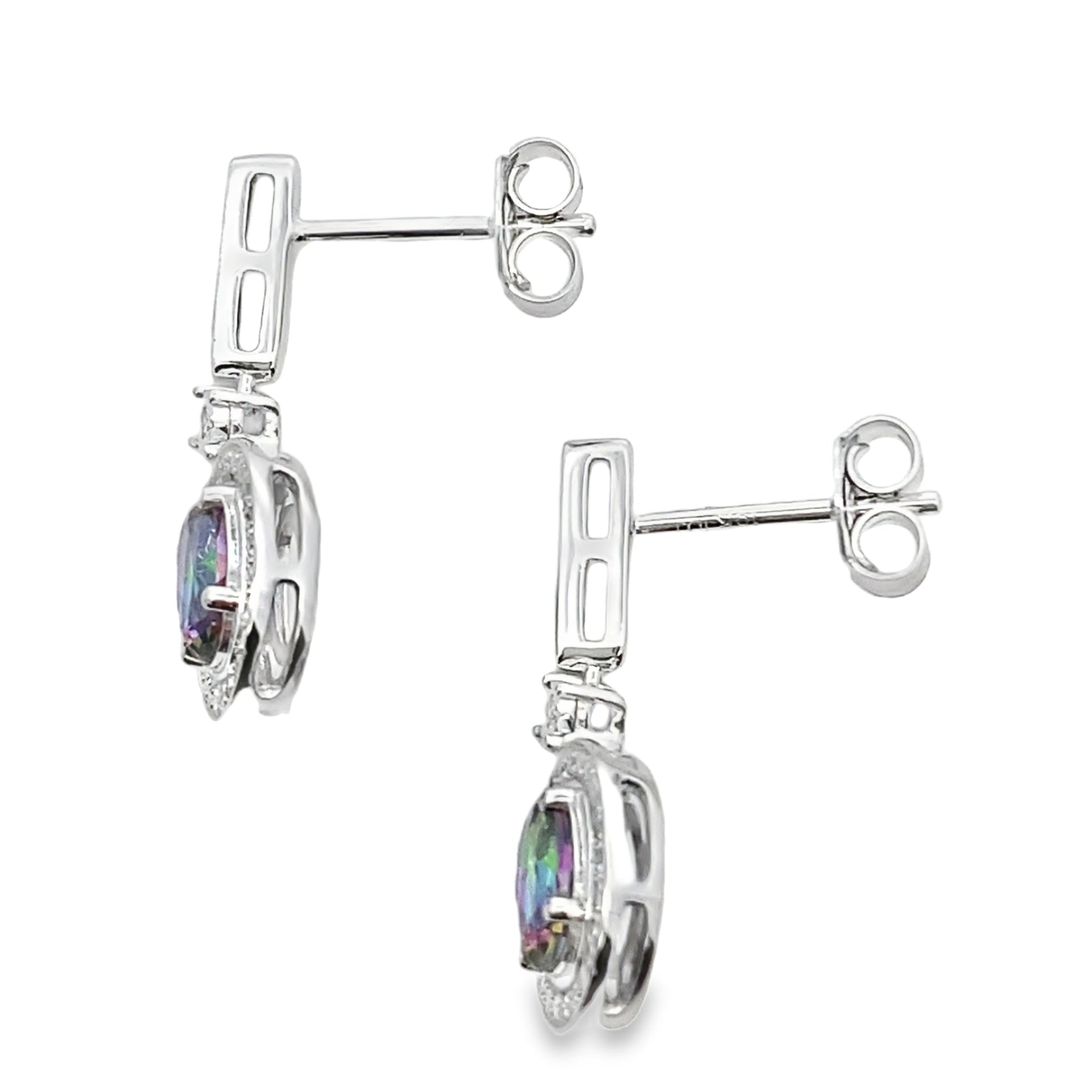 Mystic Fire Topaz Dangle Earrings 10KT White Gold Bids.com