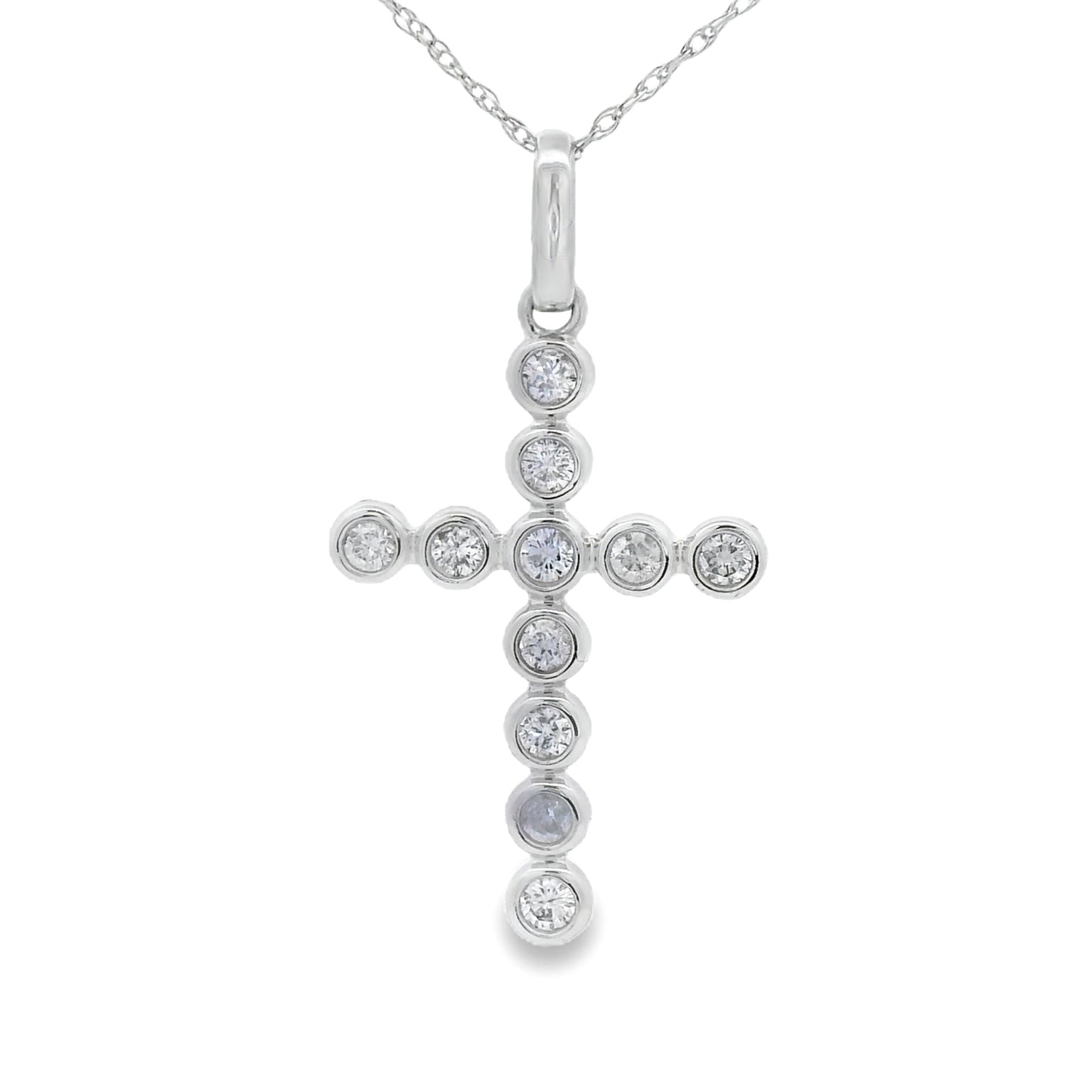 .31ct Diamond Cross Religious Pendant 14KT White Gold Bids.com