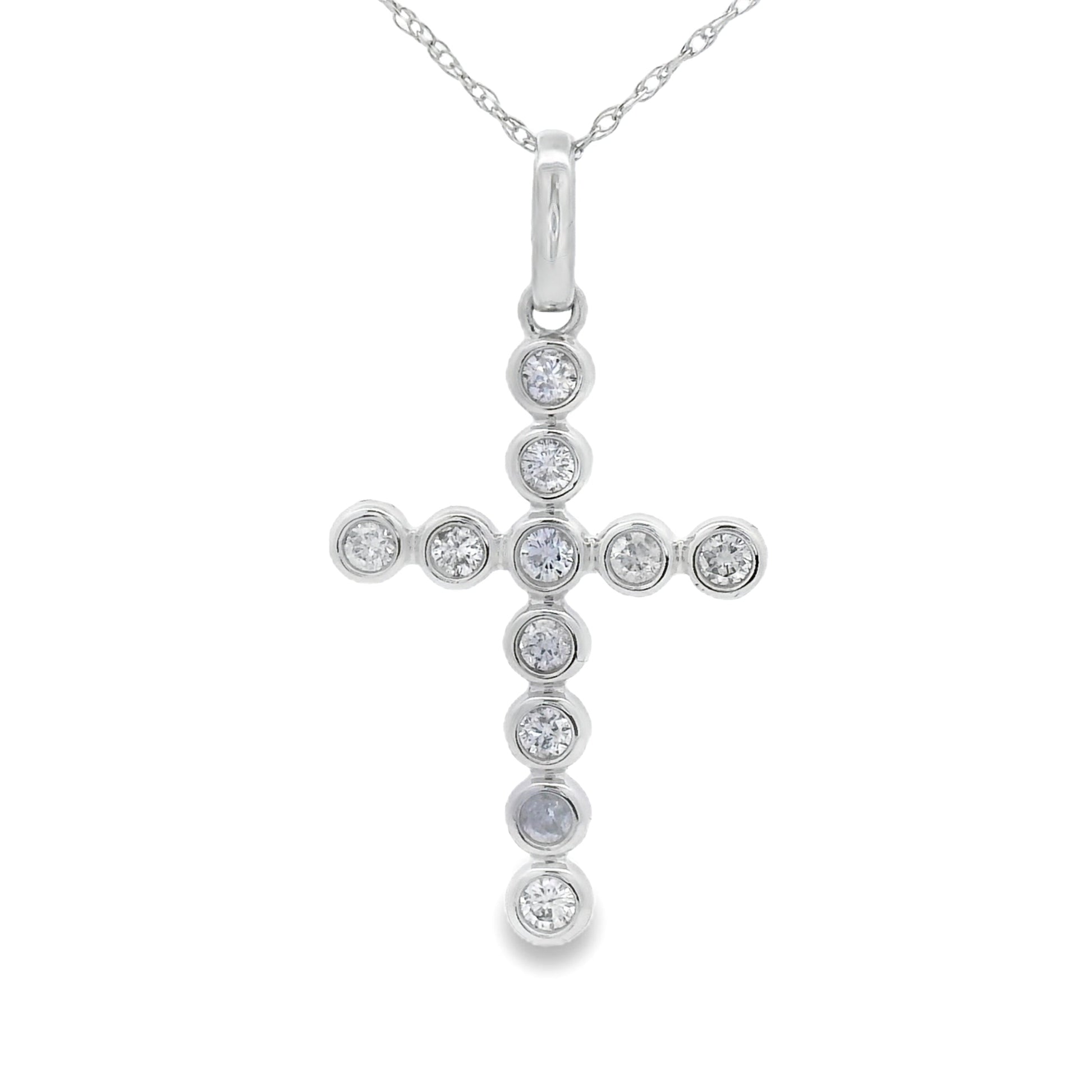 .31ct Diamond Cross Religious Pendant 14KT White Gold Bids.com