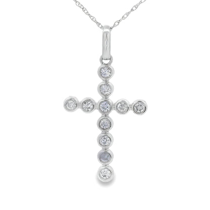 .31ct Diamond Cross Religious Pendant 14KT White Gold Bids.com