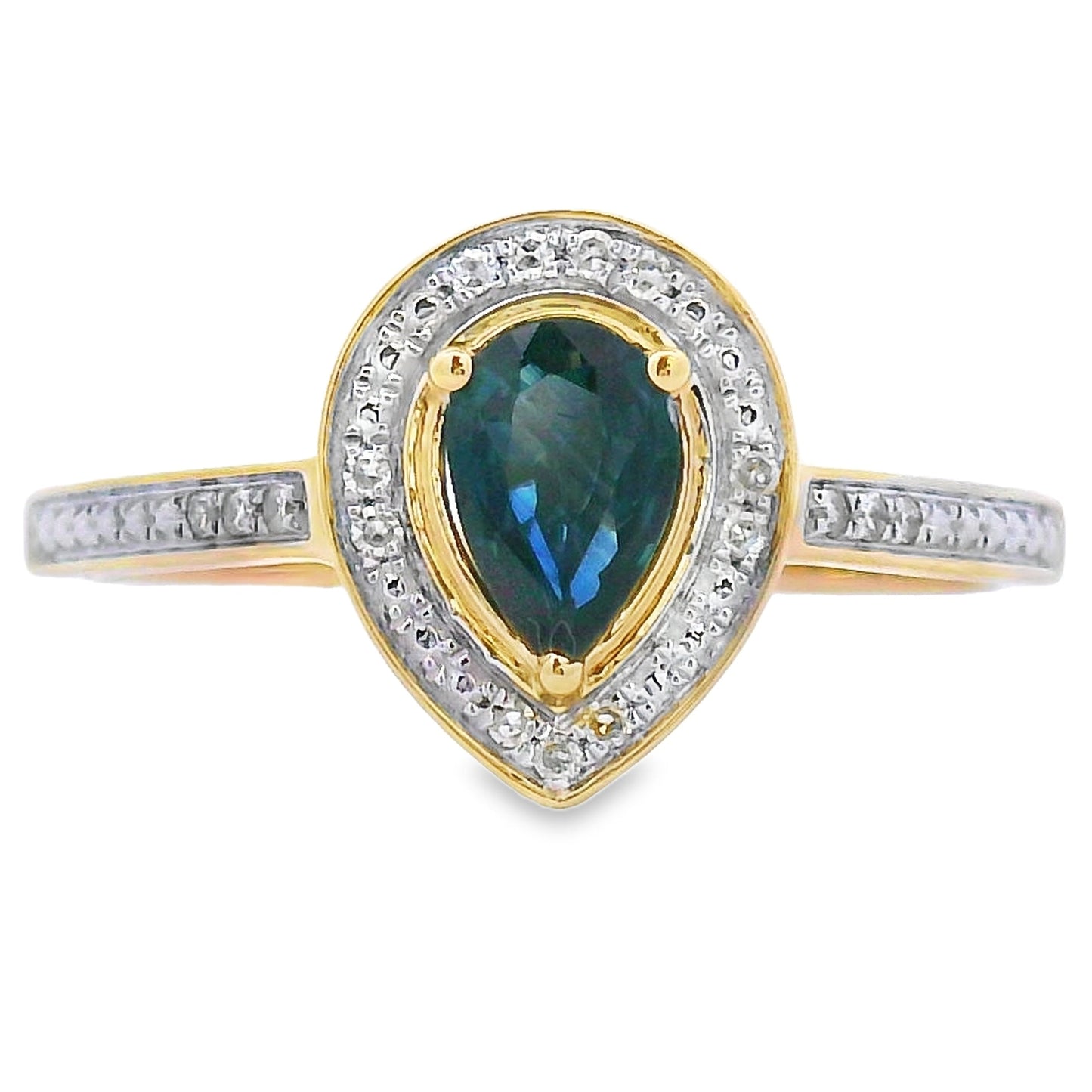 Natural .54ct Sapphire Diamond Ring 10KT Yellow Gold Bids.com