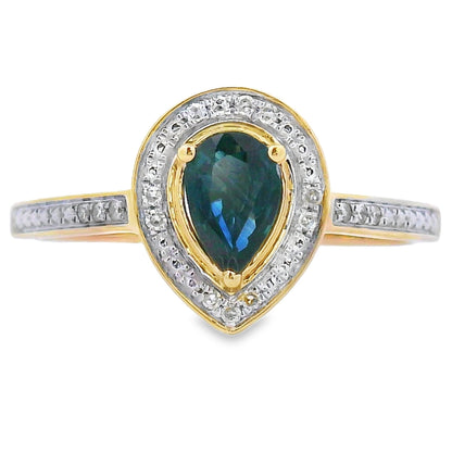 Natural .54ct Sapphire Diamond Ring 10KT Yellow Gold Bids.com