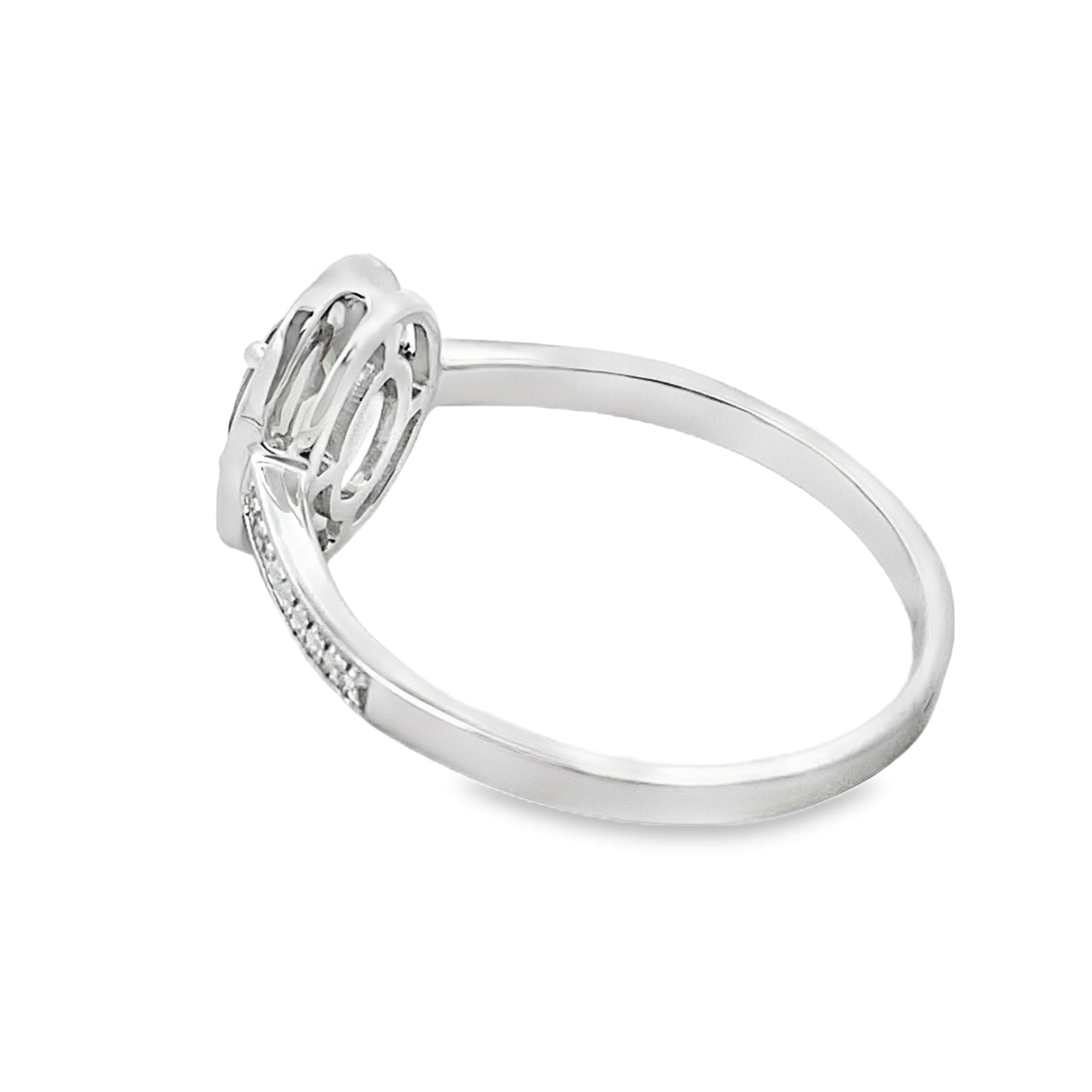 Natural .54ct Peridot Diamond Ring 10KT White Gold Bids.com
