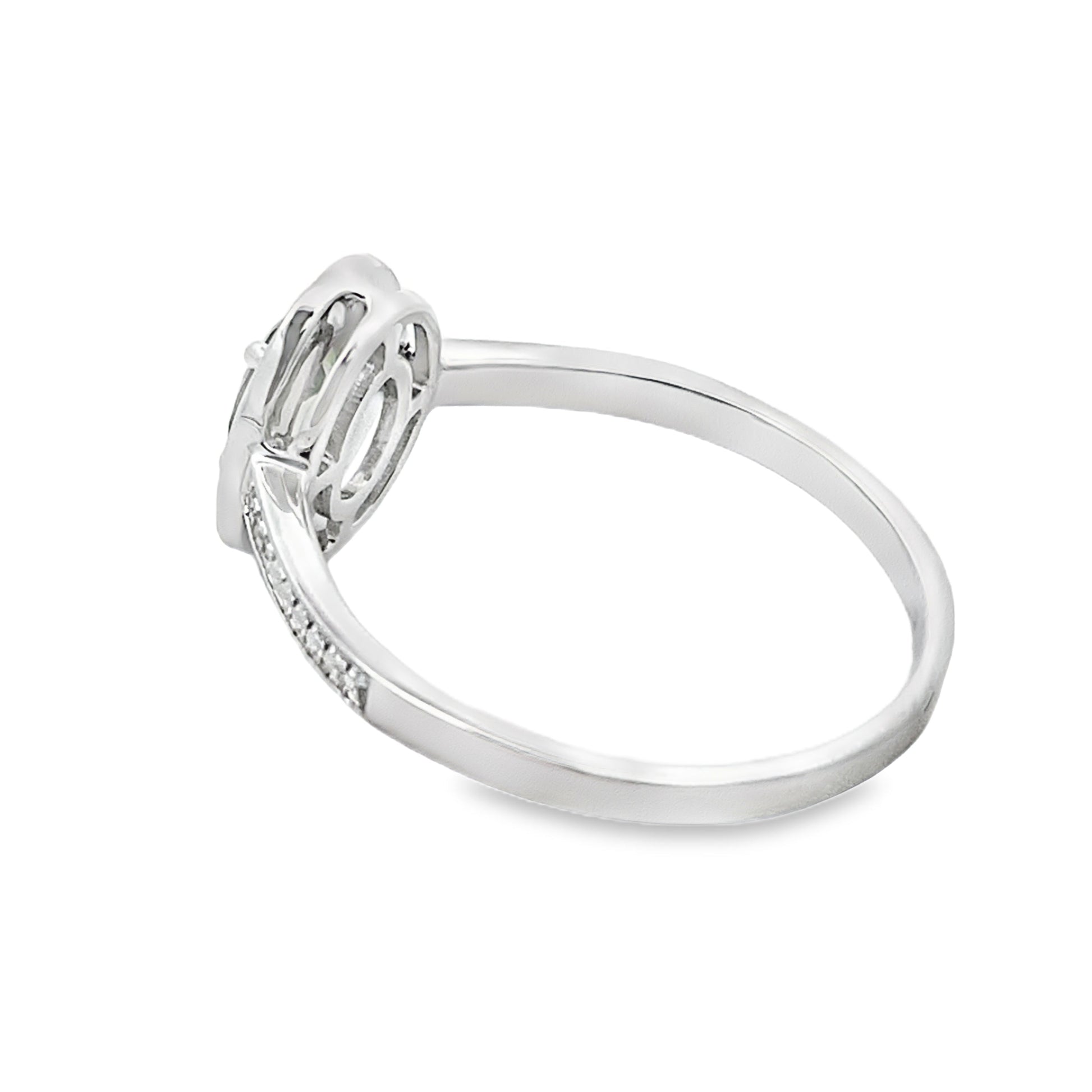 Natural .54ct Peridot Diamond Ring 10KT White Gold Bids.com