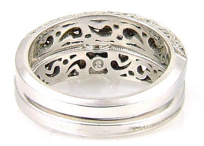 .54ct Antique Style Engagement Ring Set 18KT White Gold Bids.com