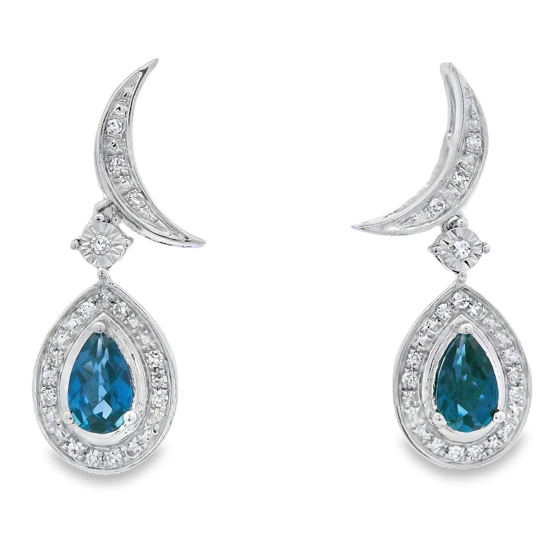 .59ct London Blue Topaz Dangle Earrings 10KT White Gold Bids.com