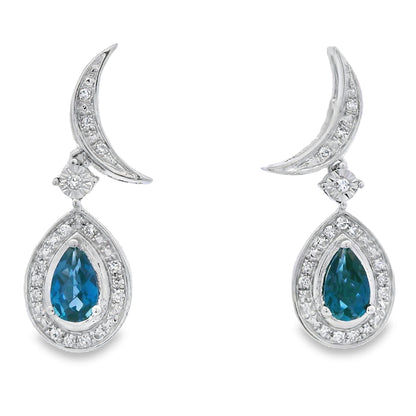 .59ct London Blue Topaz Dangle Earrings 10KT White Gold Bids.com