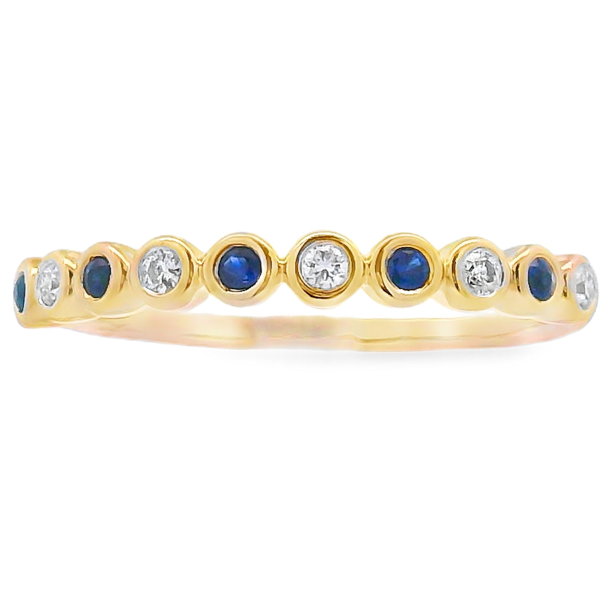 Sapphire Diamond stackable band set 14KT Yellow Gold Bids.com