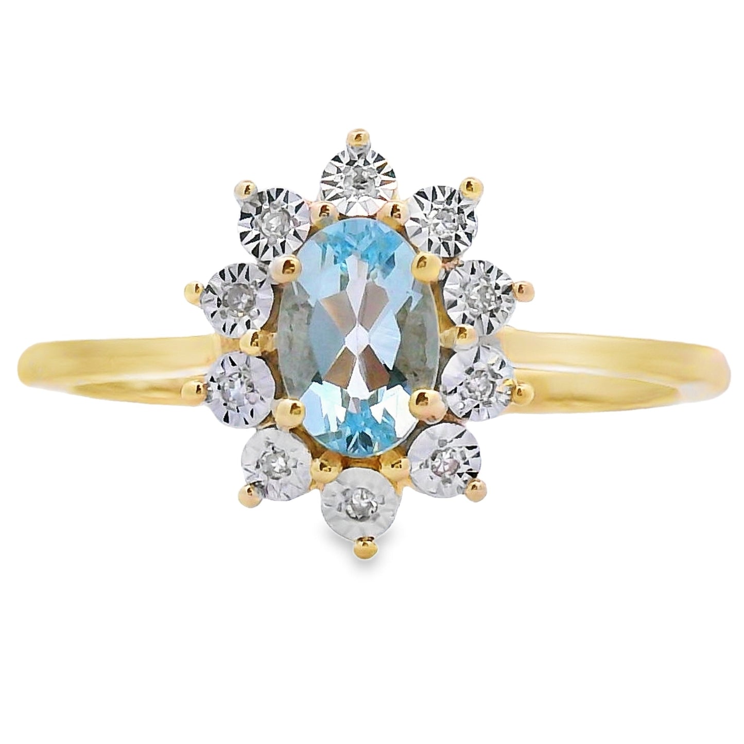Genuine .43ct Aquamarine Diamond Ring 10KT Yellow Gold Bids.com