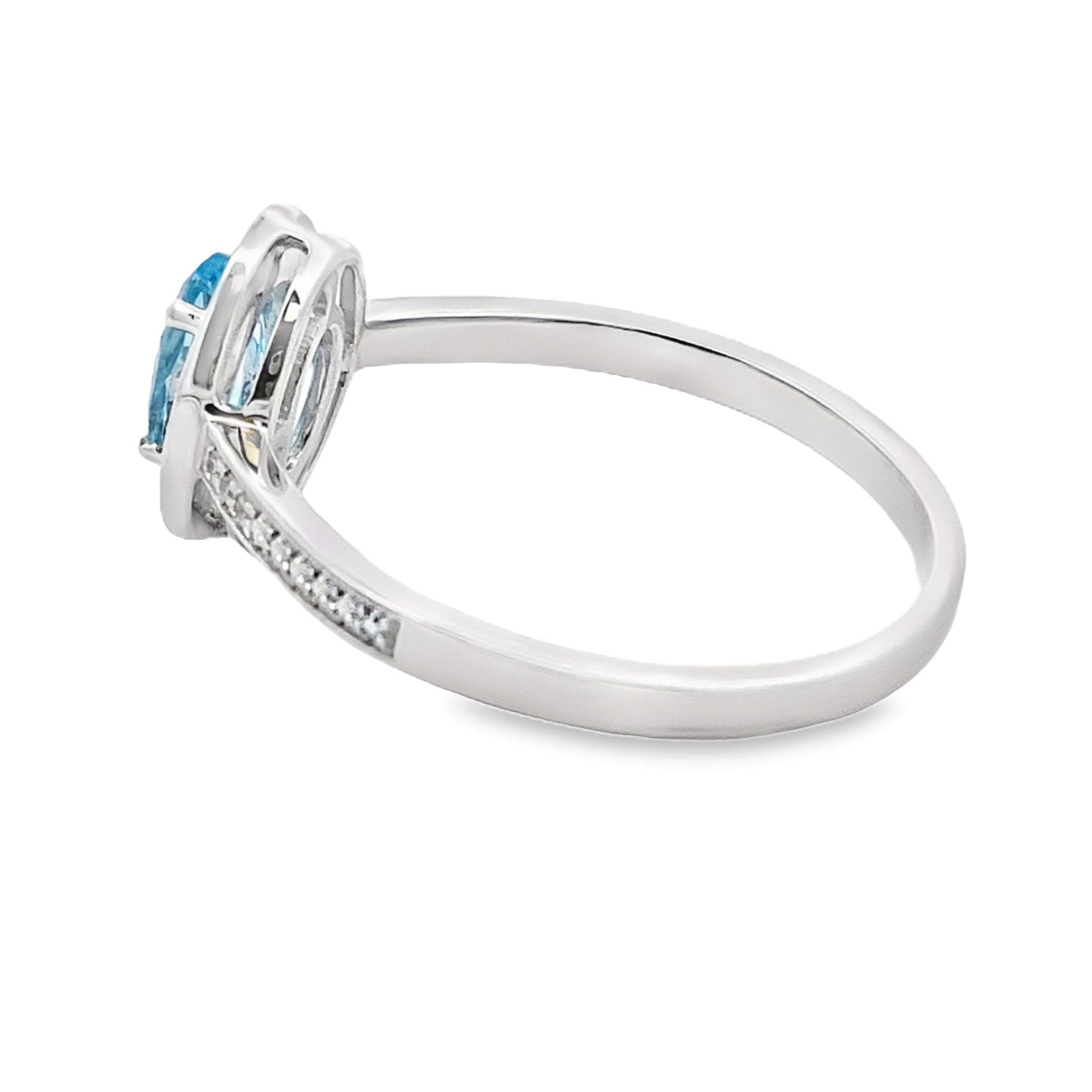 Genuine .59ct Blue Topaz Diamond Ring 10KT White Gold Bids.com