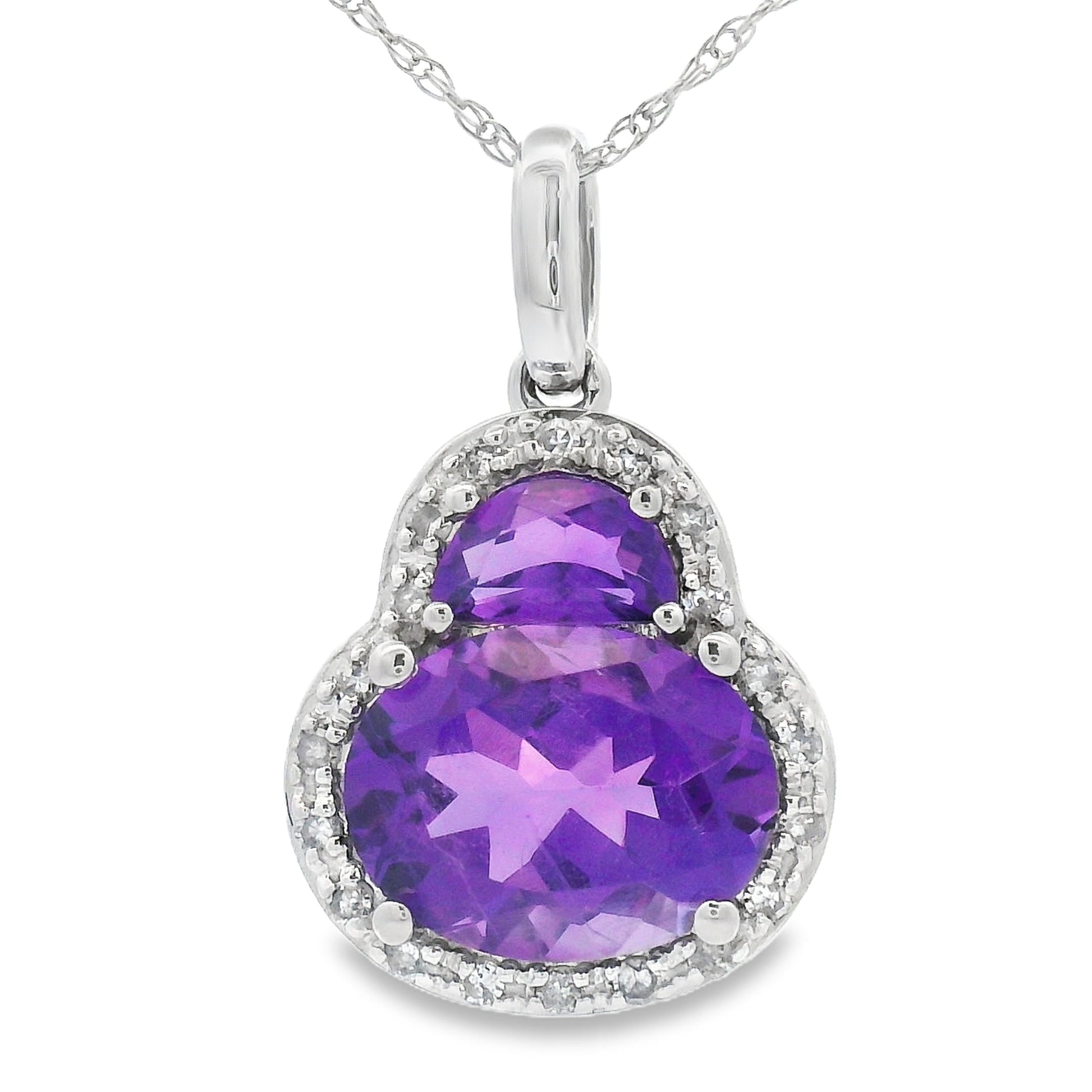 Amethyst Diamond Fashion Pendants 14KT White Gold Bids.com