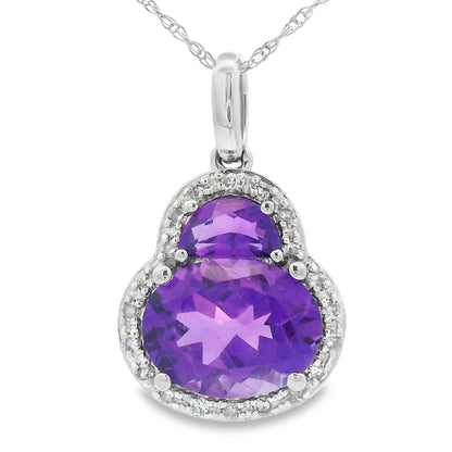 Amethyst Diamond Fashion Pendants 14KT White Gold Bids.com