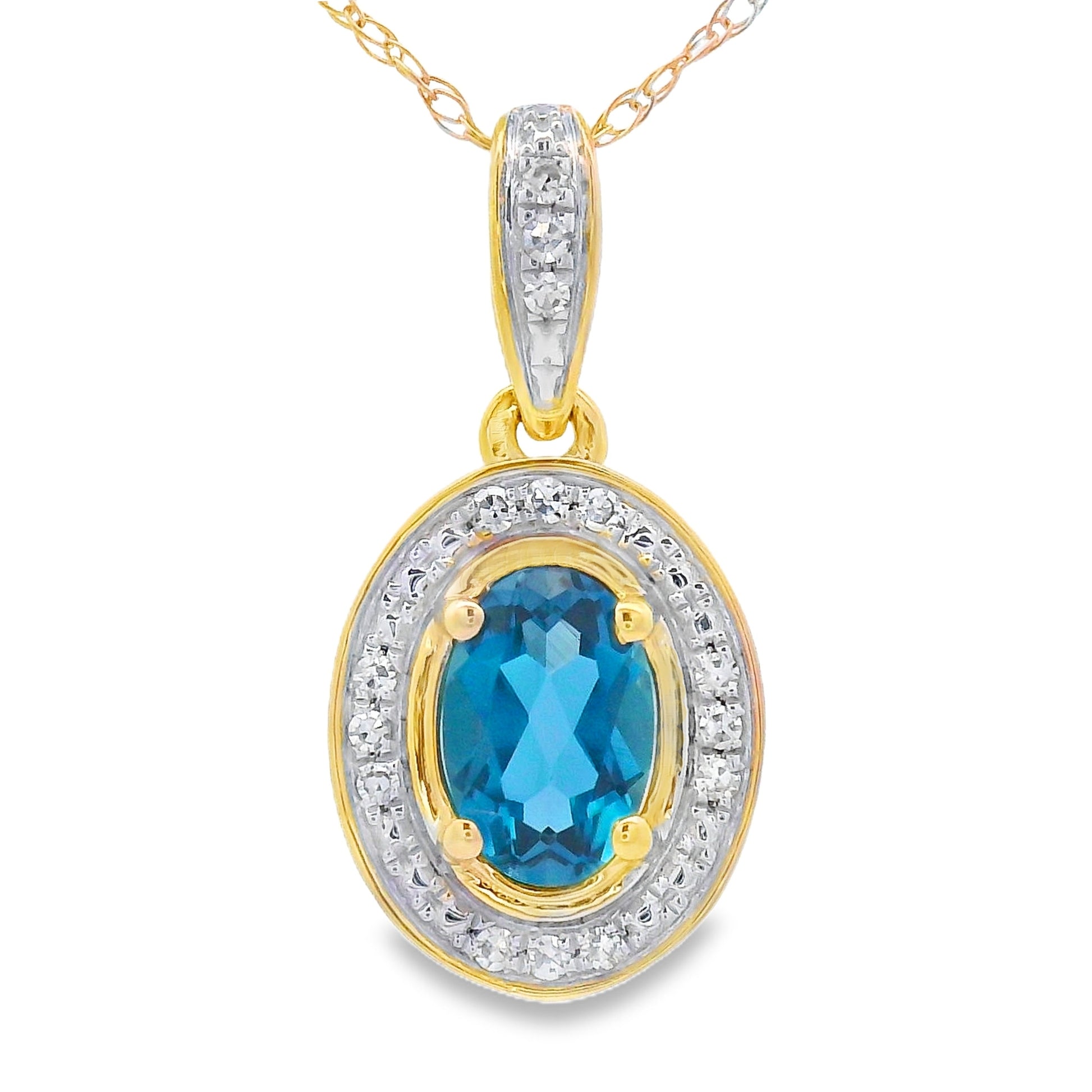 London Blue Topaz Fashion Pendants 10KT Yellow Gold Bids.com