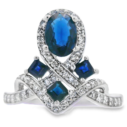 Natural 1.48ct Sapphire Diamond Ring 10KT White Gold Bids.com