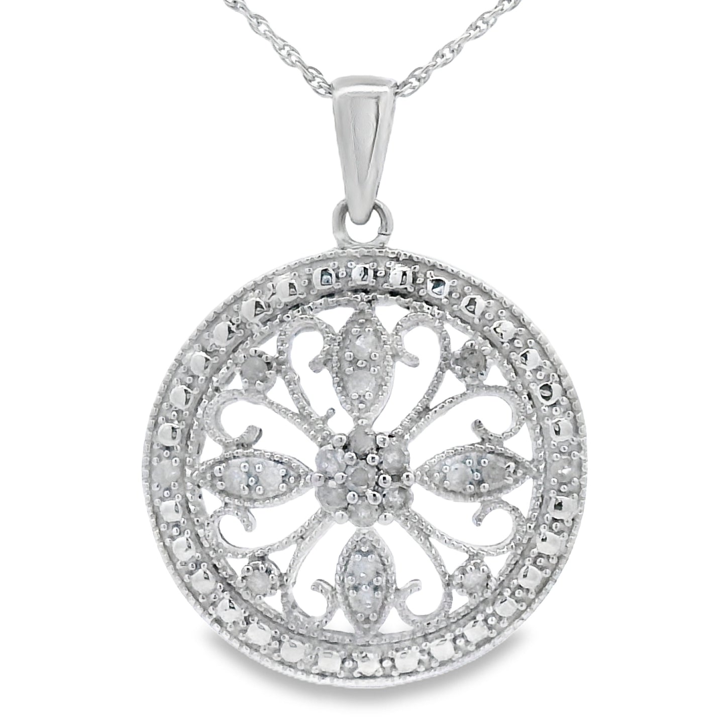 Natural .25ct Diamond Fashion Pendants Sterling Silver Bids.com