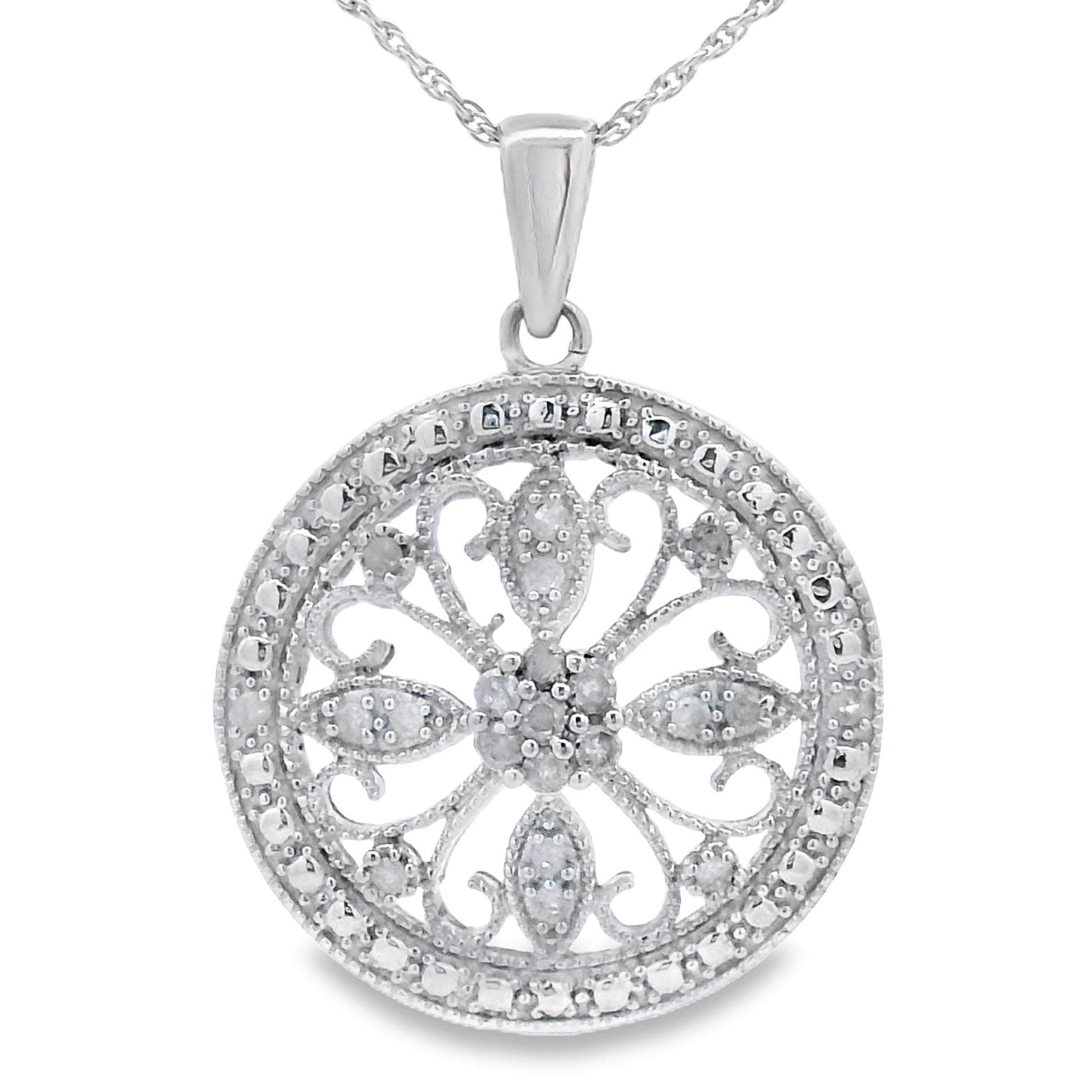 Natural .25ct Diamond Fashion Pendants Sterling Silver Bids.com