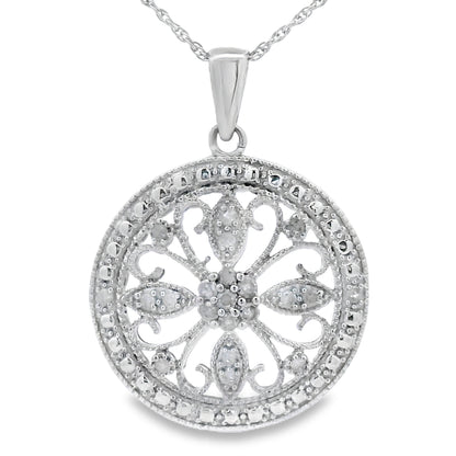 Natural .25ct Diamond Fashion Pendants Sterling Silver Bids.com