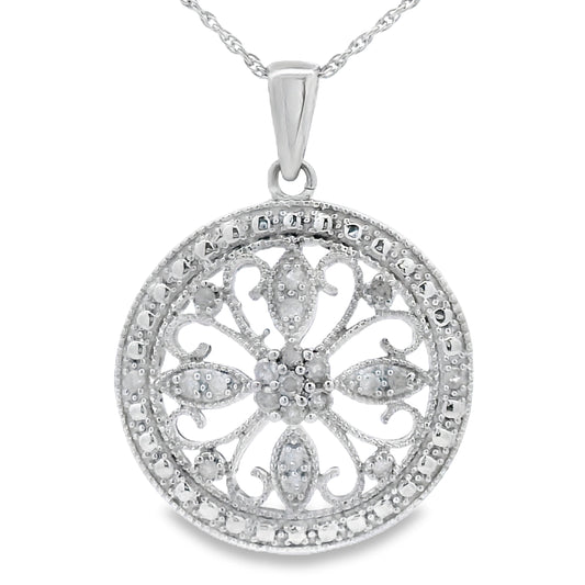 Natural .25ct Diamond Fashion Pendants Sterling Silver Bids.com