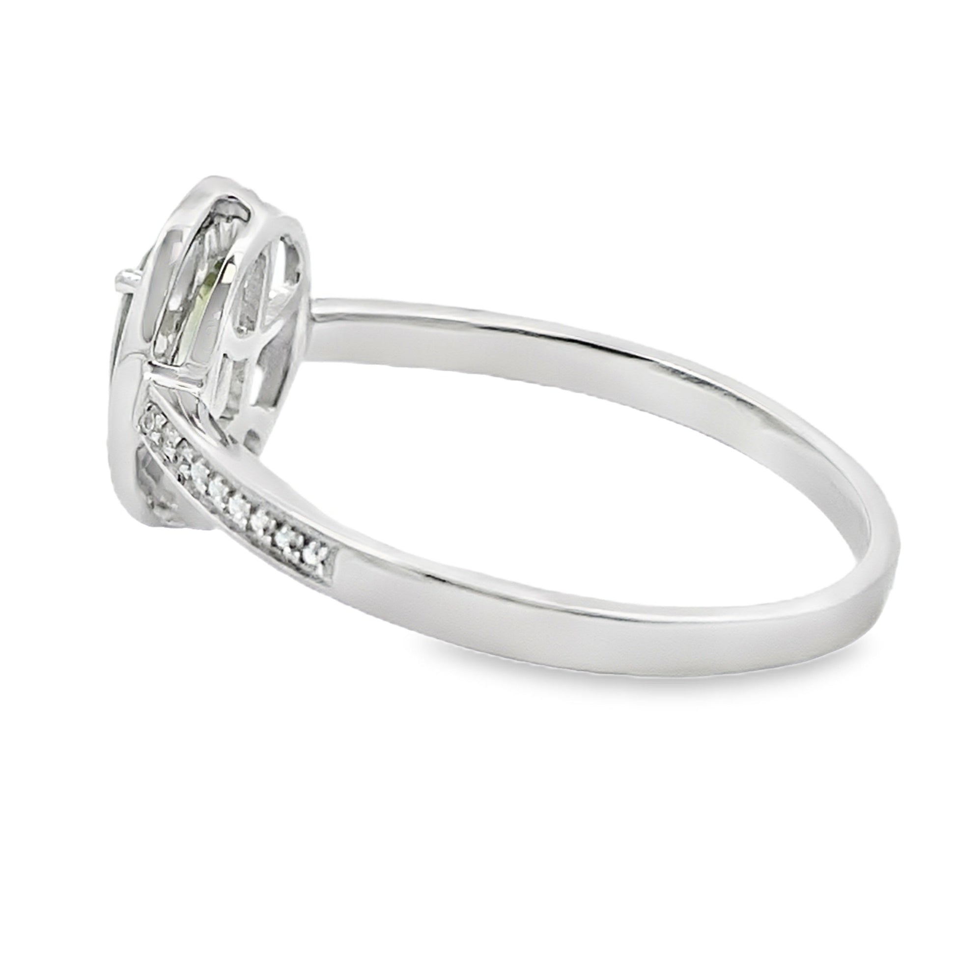 Natural .50ct Peridot Diamond Ring 10KT White Gold Bids.com