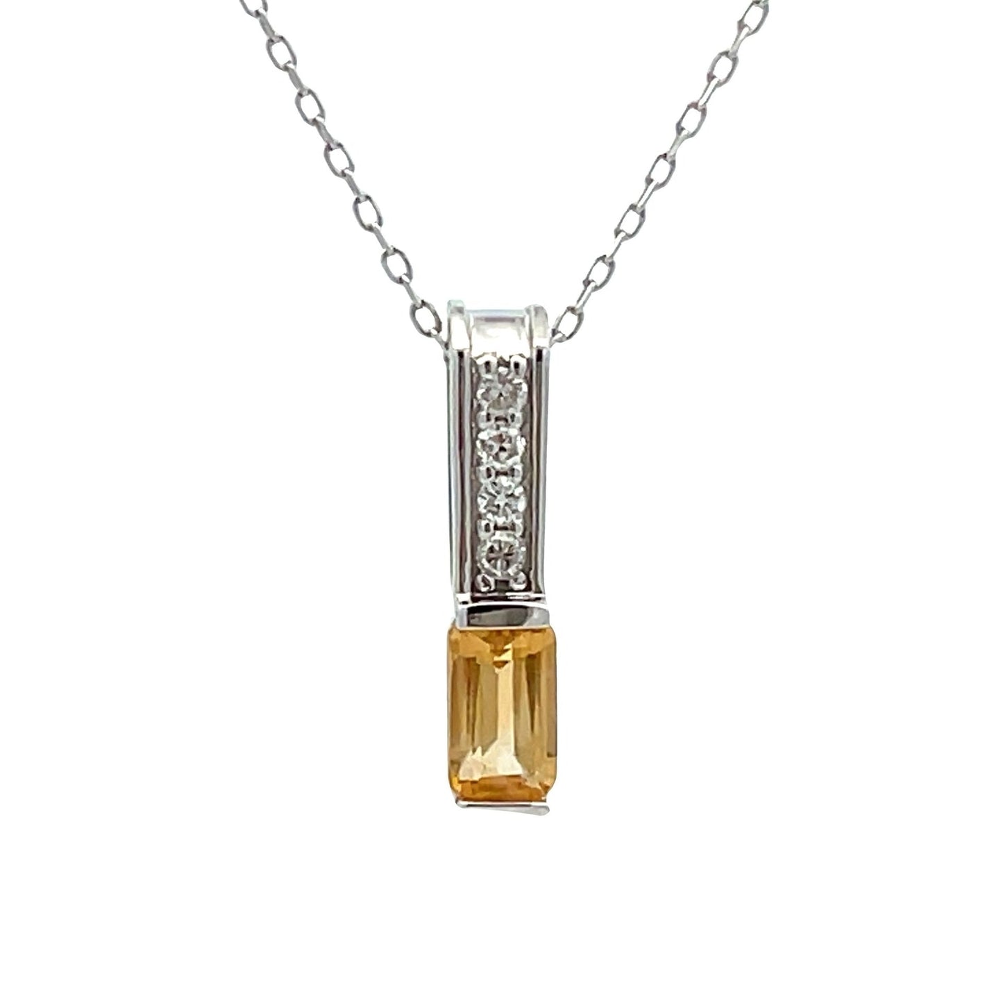 .06ct Citrine Diamond Fashion Pendants 10KT White Gold Bids.com