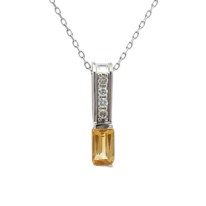 .06ct Citrine Diamond Fashion Pendants 10KT White Gold Bids.com
