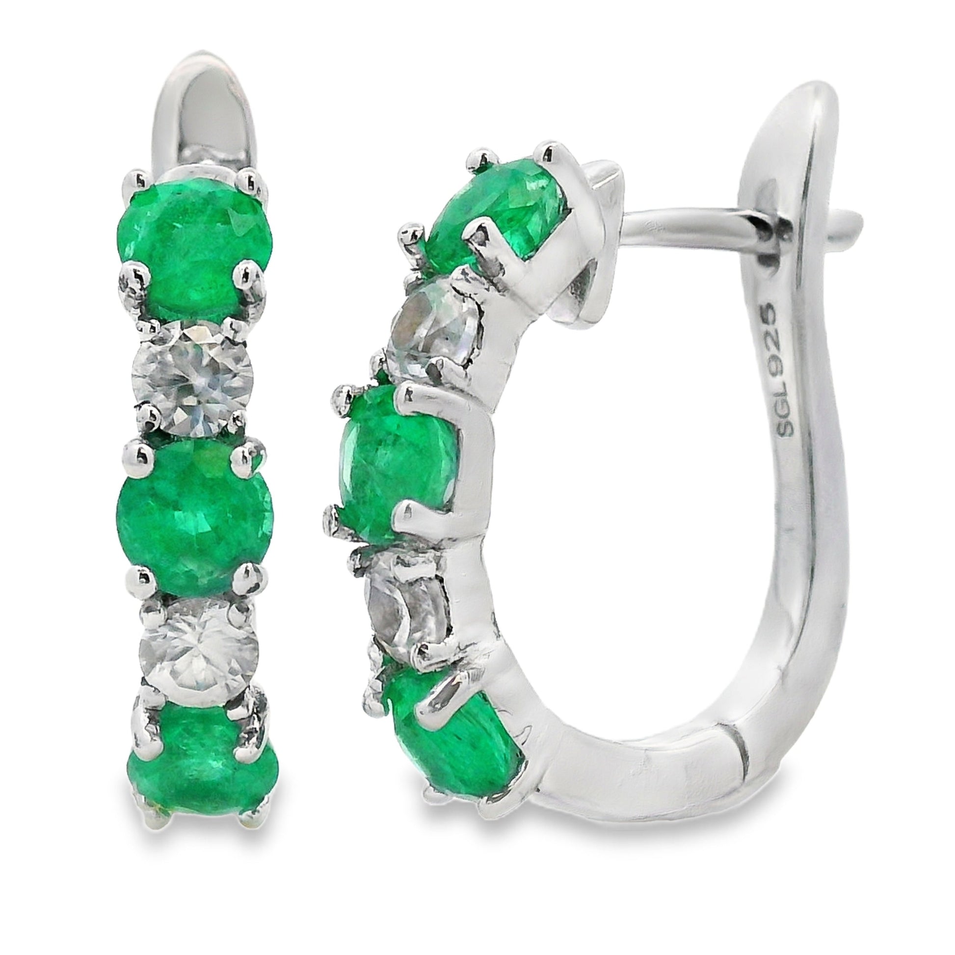 2.12ct Emerald Zircon Dangle Earrings Sterling Silver Bids.com