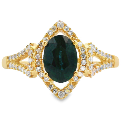Natural 1.13ct Sapphire Diamond Ring 14KT Yellow Gold Bids.com