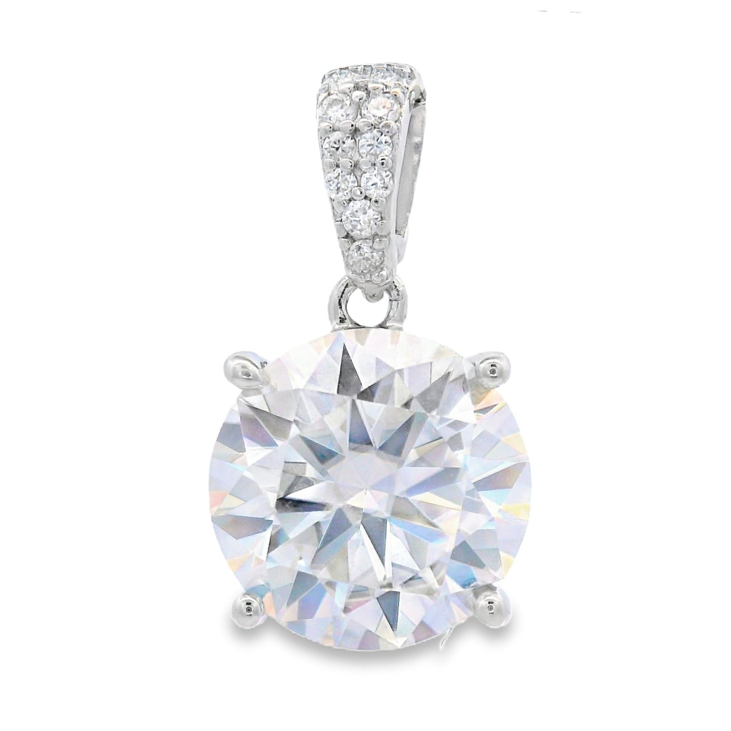 Genuine 4.00ct Moissanite Pendant Sterling Silver Bids.com