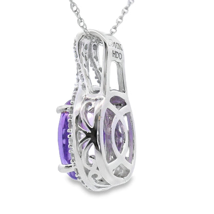 Amethyst Diamond Fashion Pendants 10KT White Gold Bids.com