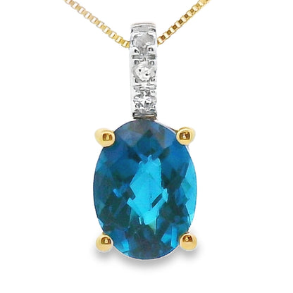 London Blue Topaz Fashion Pendants 10KT Yellow Gold Bids.com