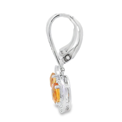 1.04ct Citrine Diamond Dangle Earrings 10KT White Gold Bids.com