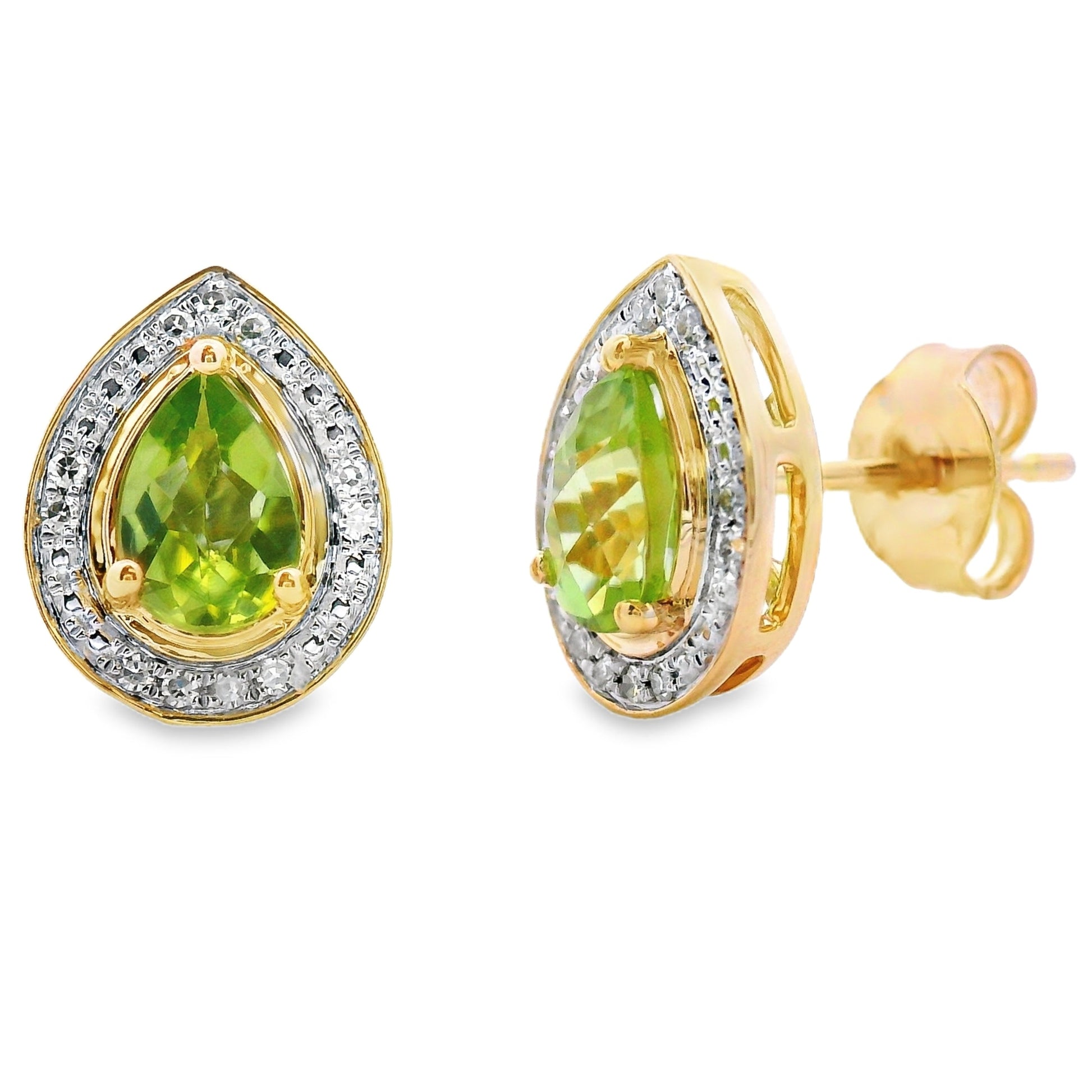 1.00ct Peridot Diamond Dangle Earrings 10KT Yellow Gold Bids.com
