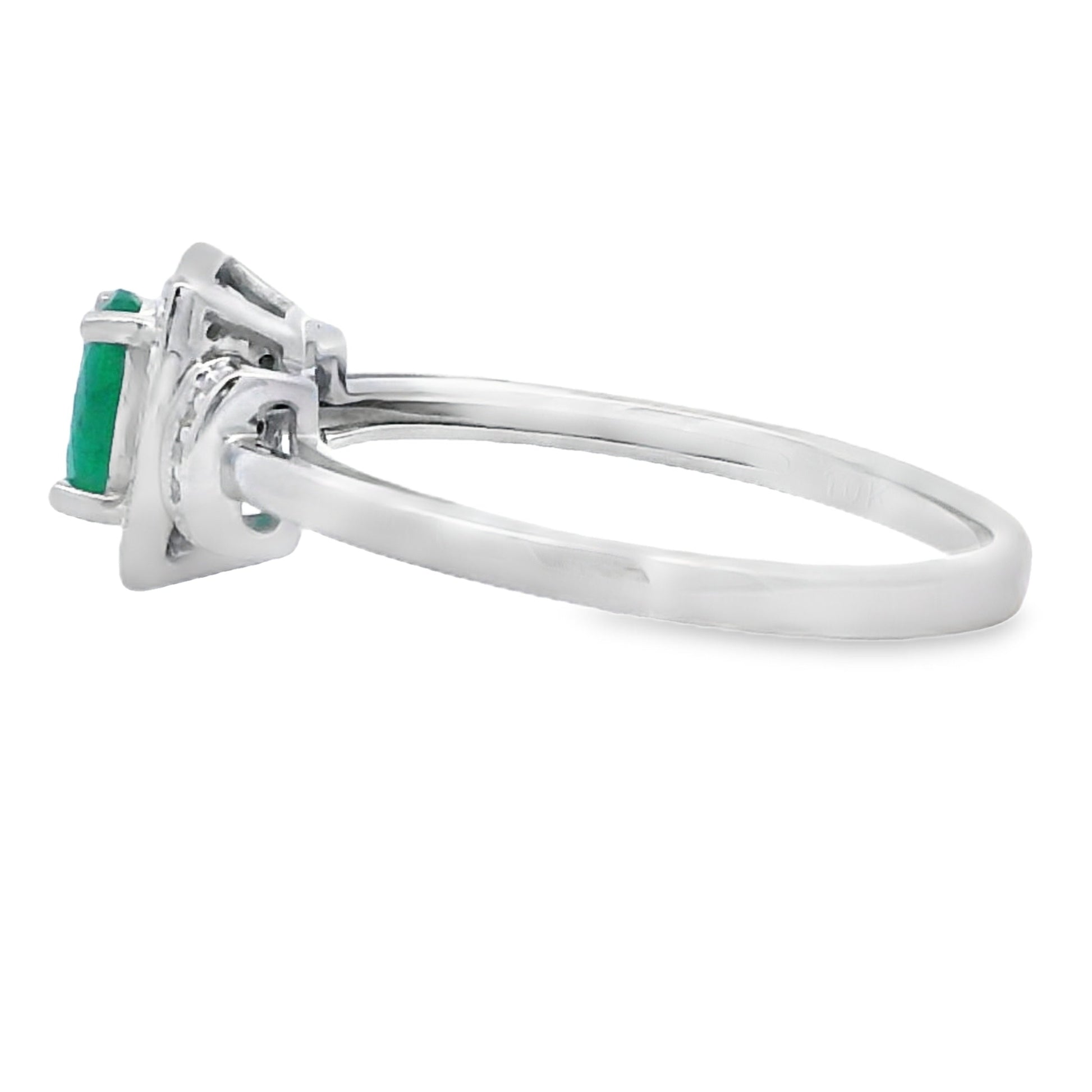 Genuine .45ct Emerald Diamond Ring 10KT White Gold Bids.com